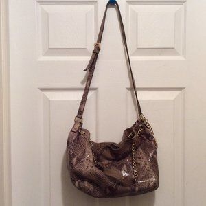 Michael Kors Handbag Beige Brown Snake Print